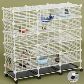 Extra Large Guinea Pig Cages Indoor: 5-Tier C&C Rabbit Cage Small Animal Cage on Wheel with Removable Tray for Bunny Hamster Ferret Rat Chinchilla Hedgehog