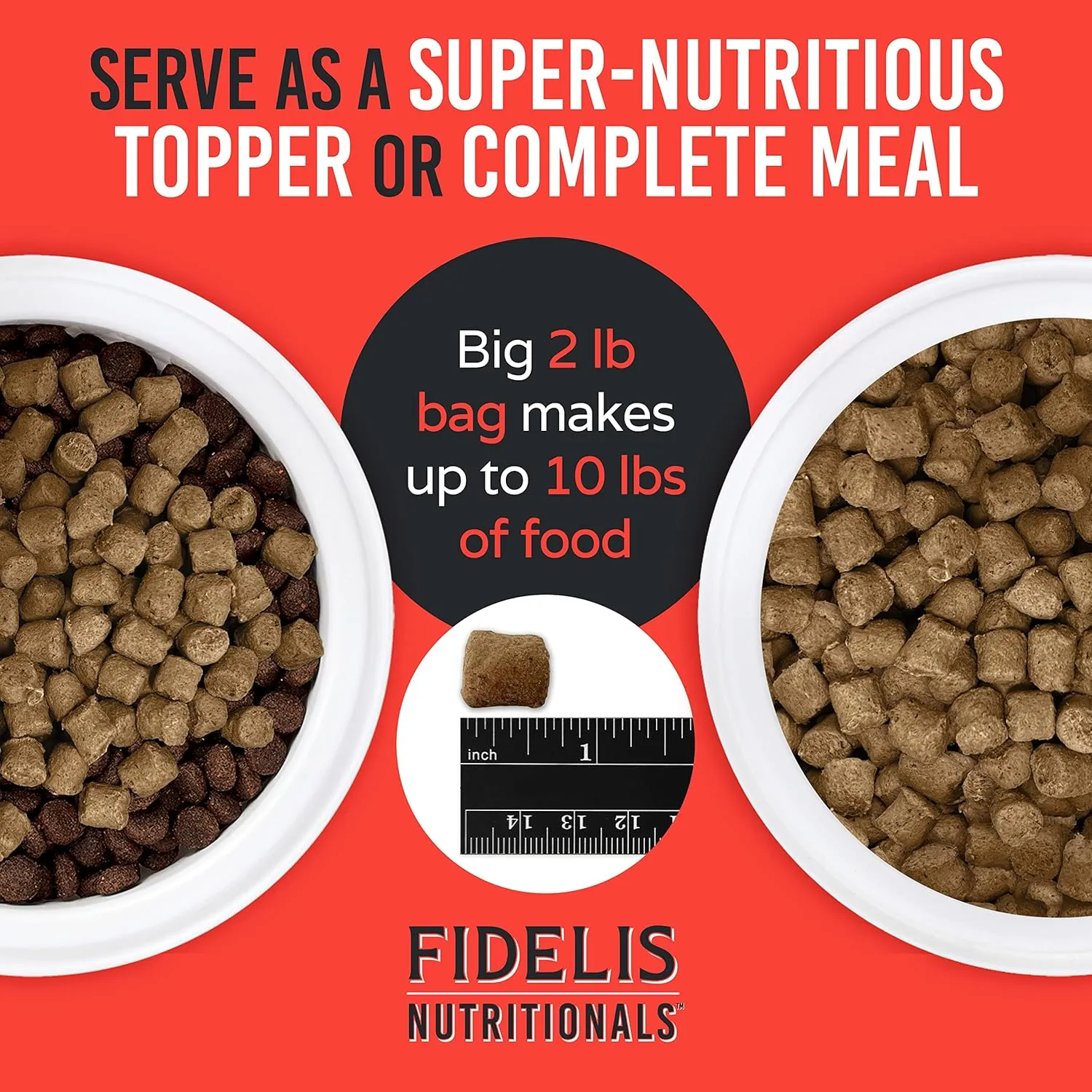 FIDELIS Freeze Dried Raw Dry Dog Food for Small, Medium, Large Dogs, High Protein, Chicken, Blueberries, Superfoods, Omega 3, Grain Free, Kibble-Alternative, Adult & Puppy, Made in USA, Beef, 2 lbs