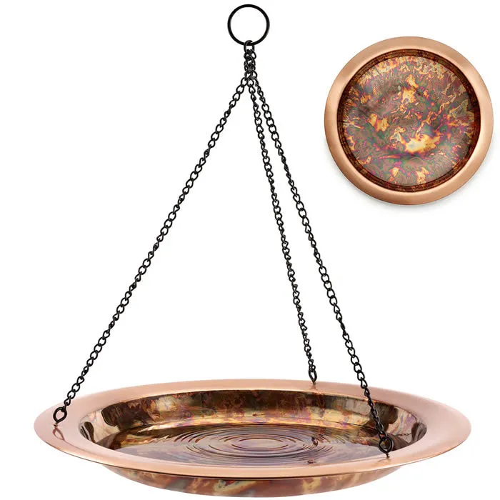 Fired Copper Hanging Bird Bath
