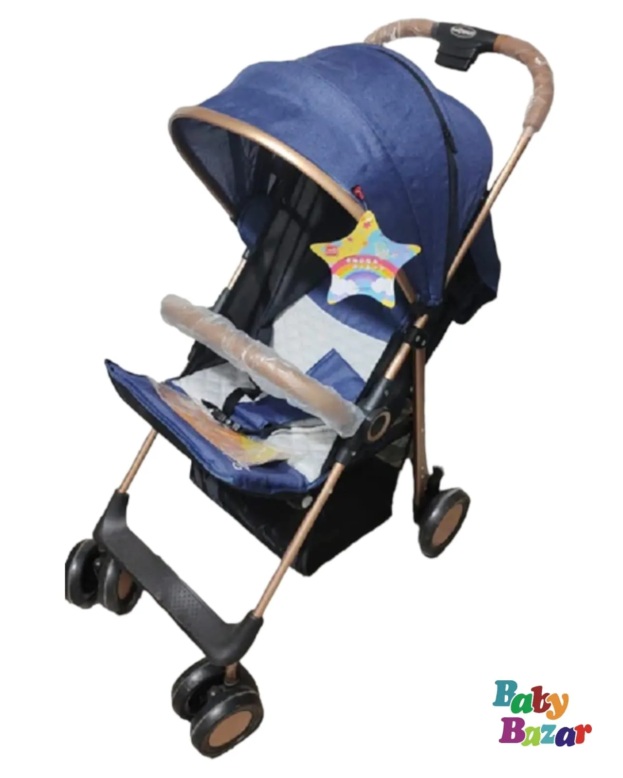Foldable Strollers Baby Pushchair Carriage Multi-functional Baby Stroller In Dark Blue Color