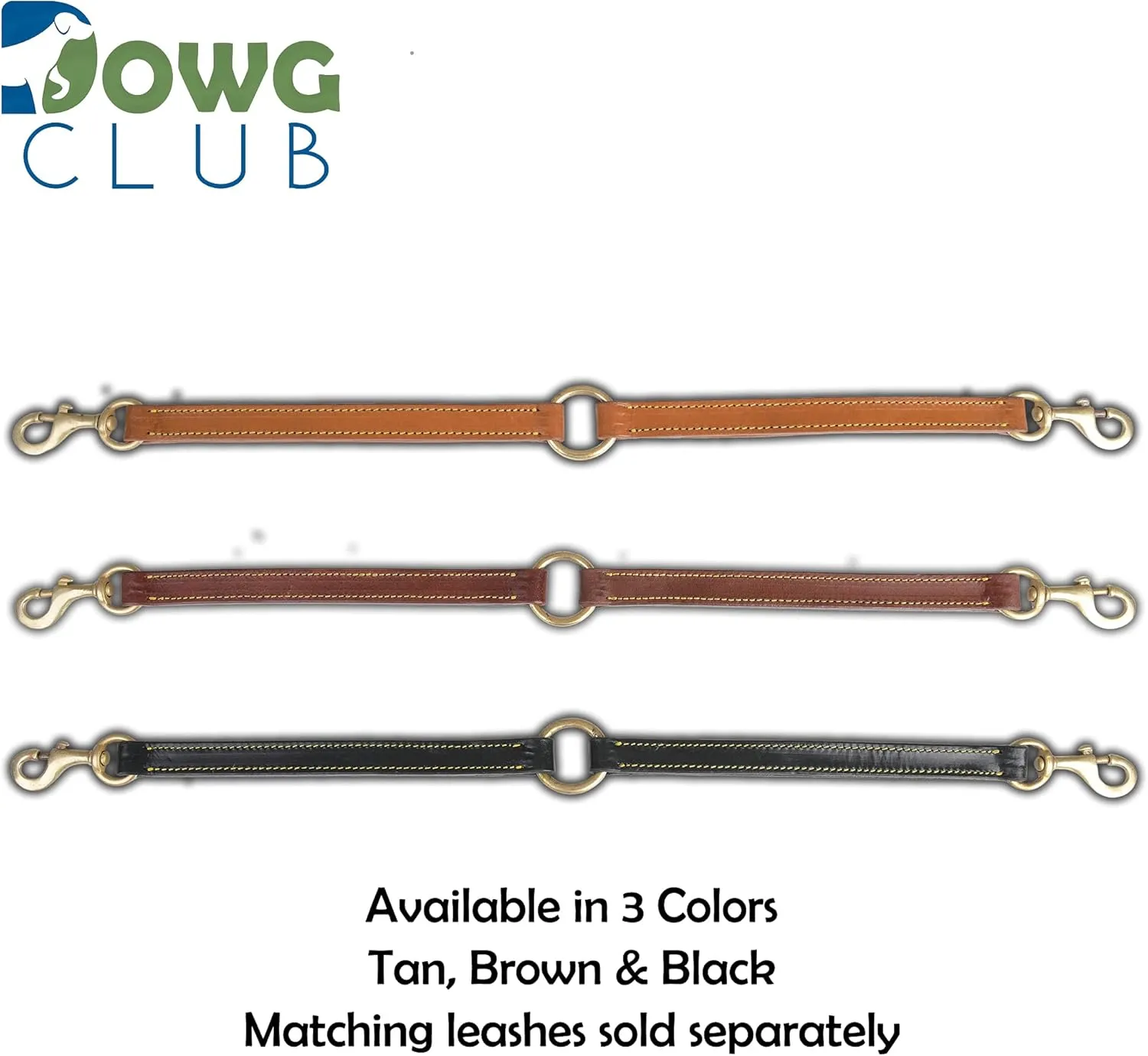 Genuine Leather Coupler for Dog Leash for Walking 2 Dogs | Multipurpose, Can be Used as Safety Seatbelt Leash in car, Backup Clip for Dog Harness | 20 (Coupler Tan)