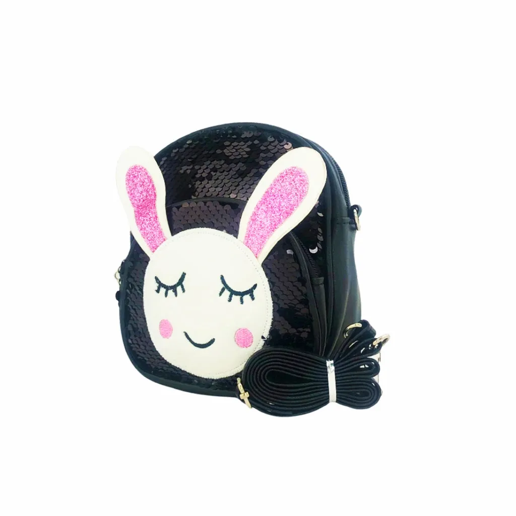 Glitter Bunny Backpack - Black