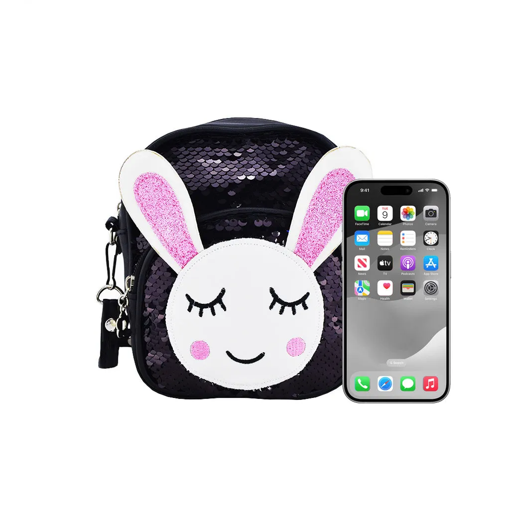 Glitter Bunny Backpack - Black