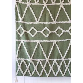 Green Natural Arcadia Throw Blanket - 125cm x 150cm