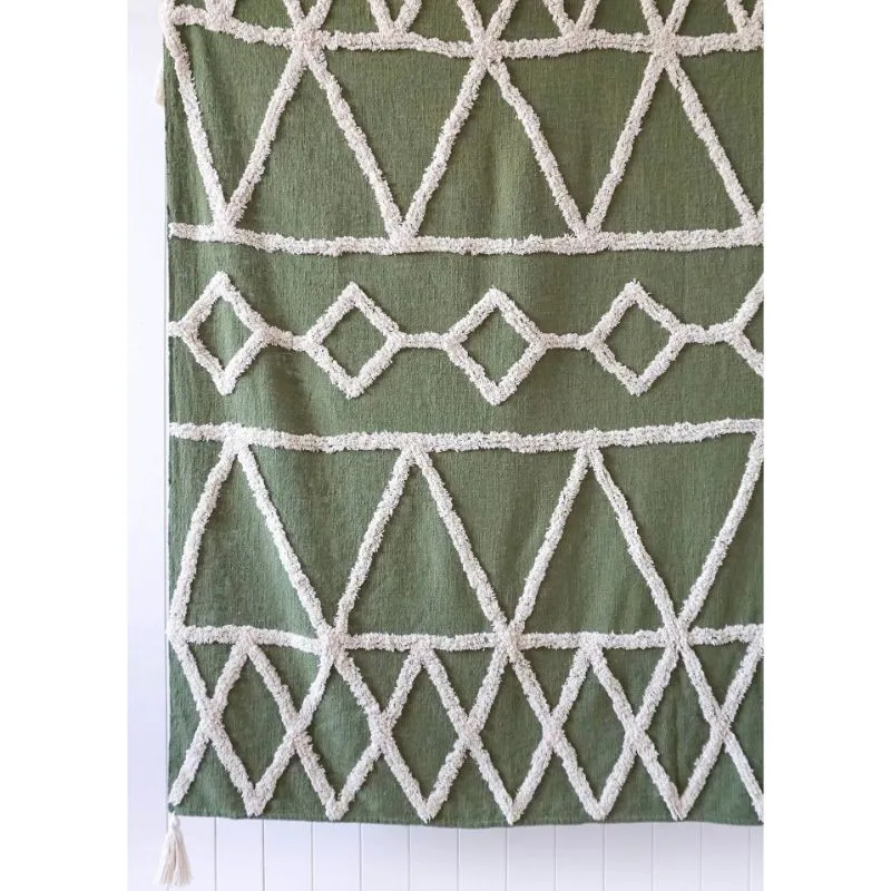 Green Natural Arcadia Throw Blanket - 125cm x 150cm