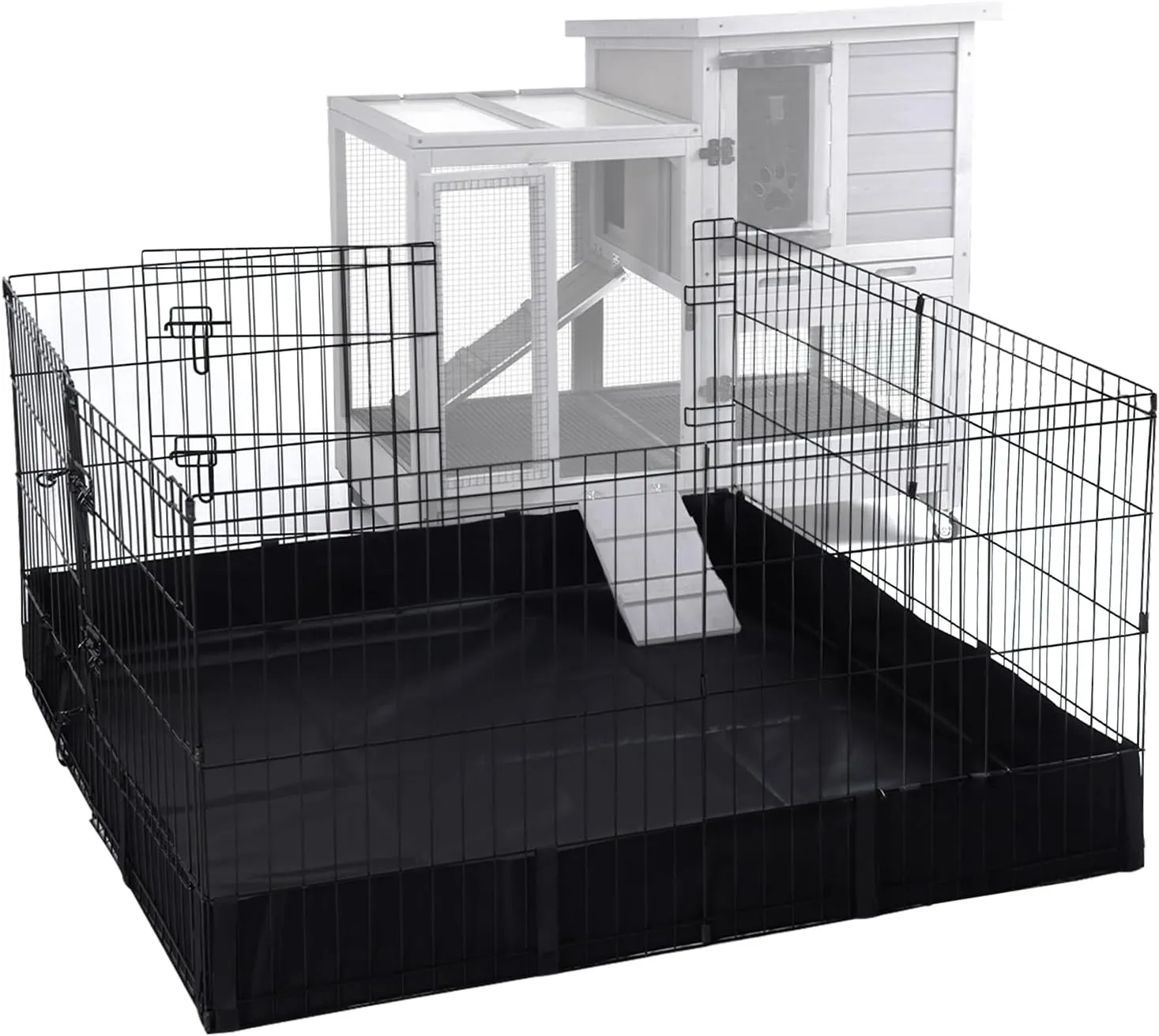 GUTINNEEN Rabbit Playpen Indoor Bunny Pen Outdoor Small Animal Enclosure Easily Combined with Rabbit Cages with Waterproof Floor Liner (Playpen Only)