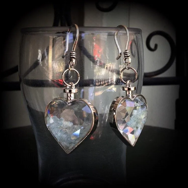 Heart ear weights 8 gauge aquamarine ear hangers 3mm tunnel earrings 2 gauge Gauged earrings 6mm tunnel dangles Hanging gauges Plug dangles