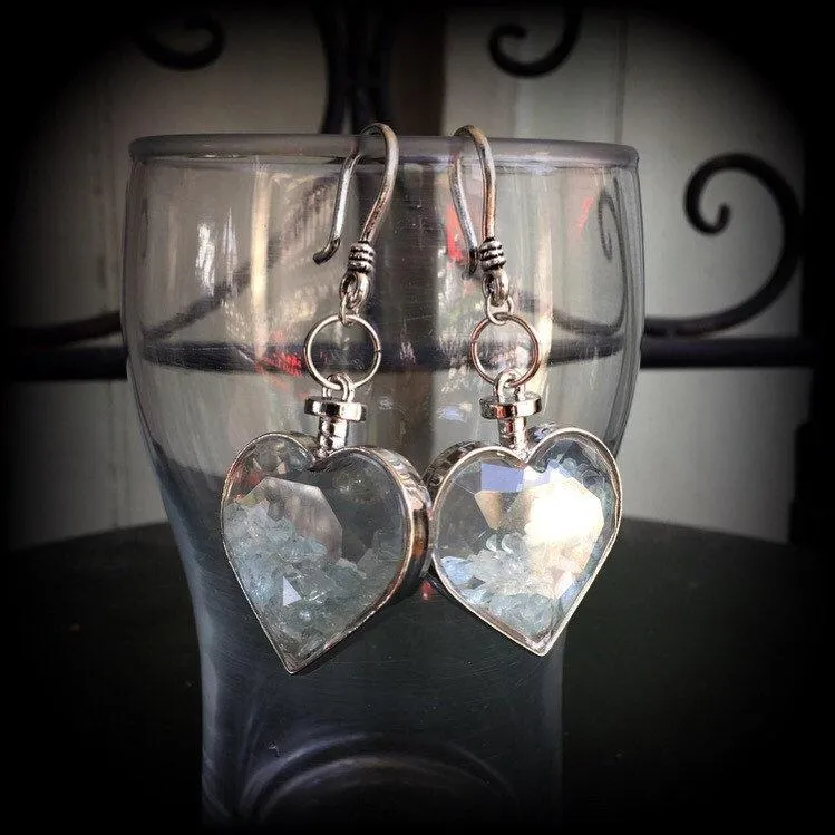 Heart ear weights 8 gauge aquamarine ear hangers 3mm tunnel earrings 2 gauge Gauged earrings 6mm tunnel dangles Hanging gauges Plug dangles