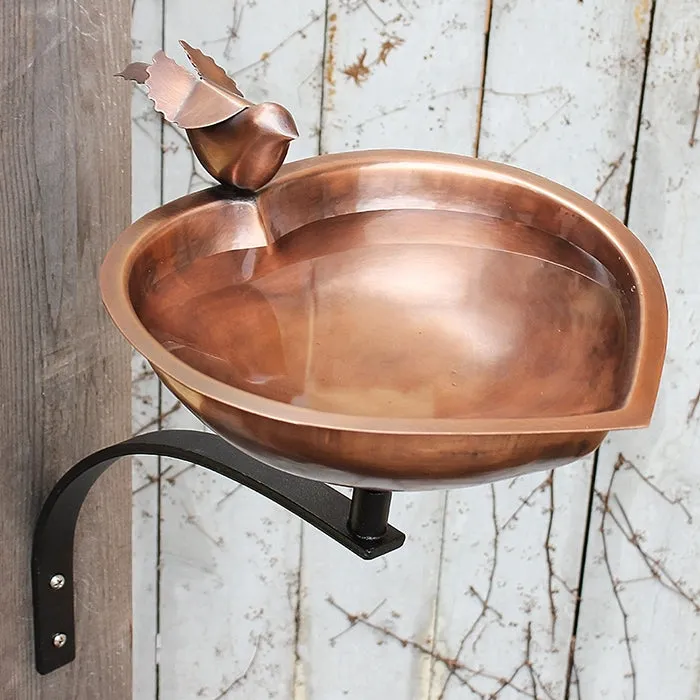 Heart Shaped Bird Bath with Wall Mount Bracket