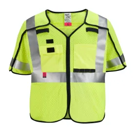 Hi-Vis Vest - Milwaukee® Class 3 Breakaway High Visibility Yellow Mesh Safety Vest, 7 Pack, 48-73-523