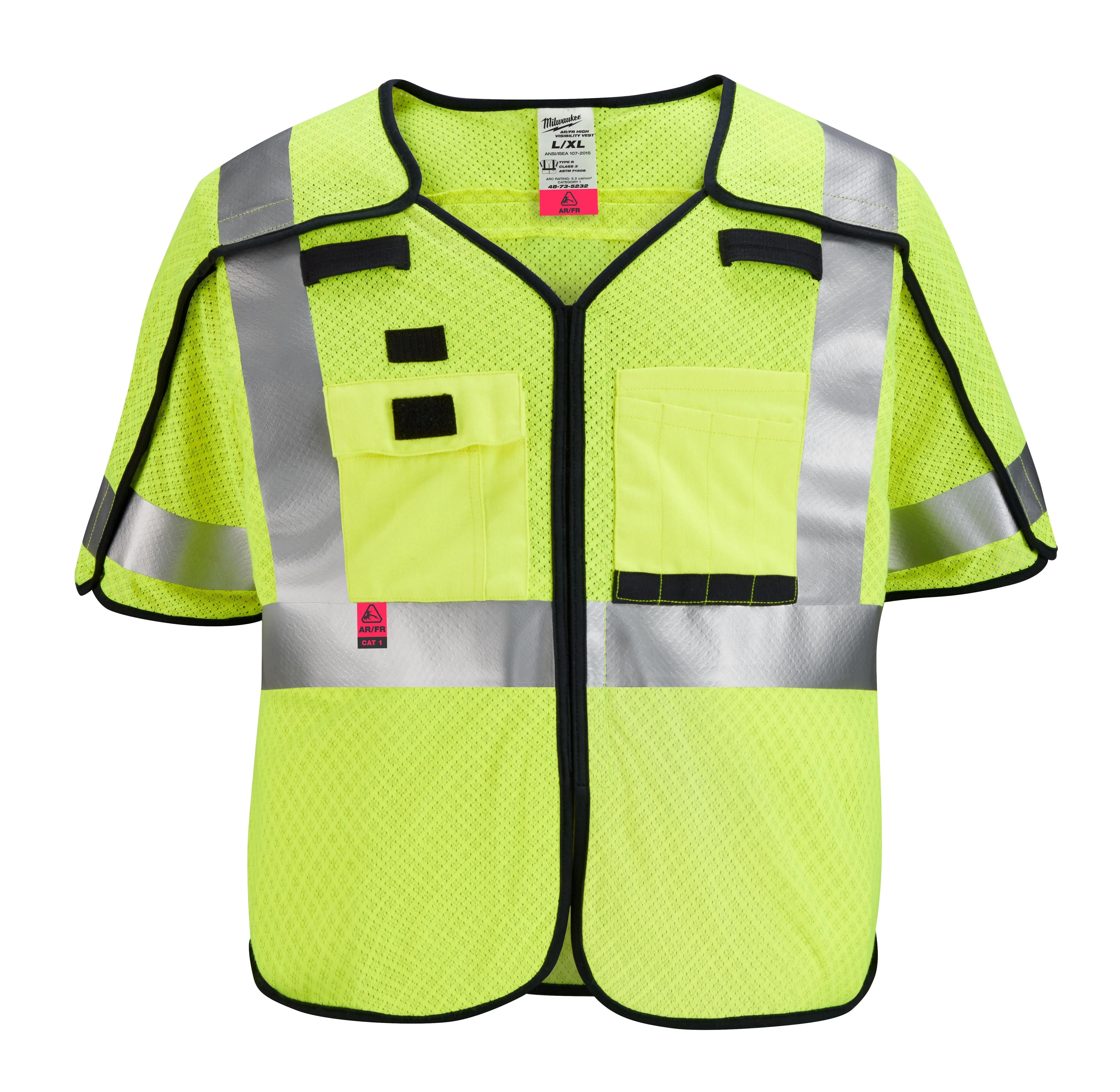 Hi-Vis Vest - Milwaukee® Class 3 Breakaway High Visibility Yellow Mesh Safety Vest, 7 Pack, 48-73-523