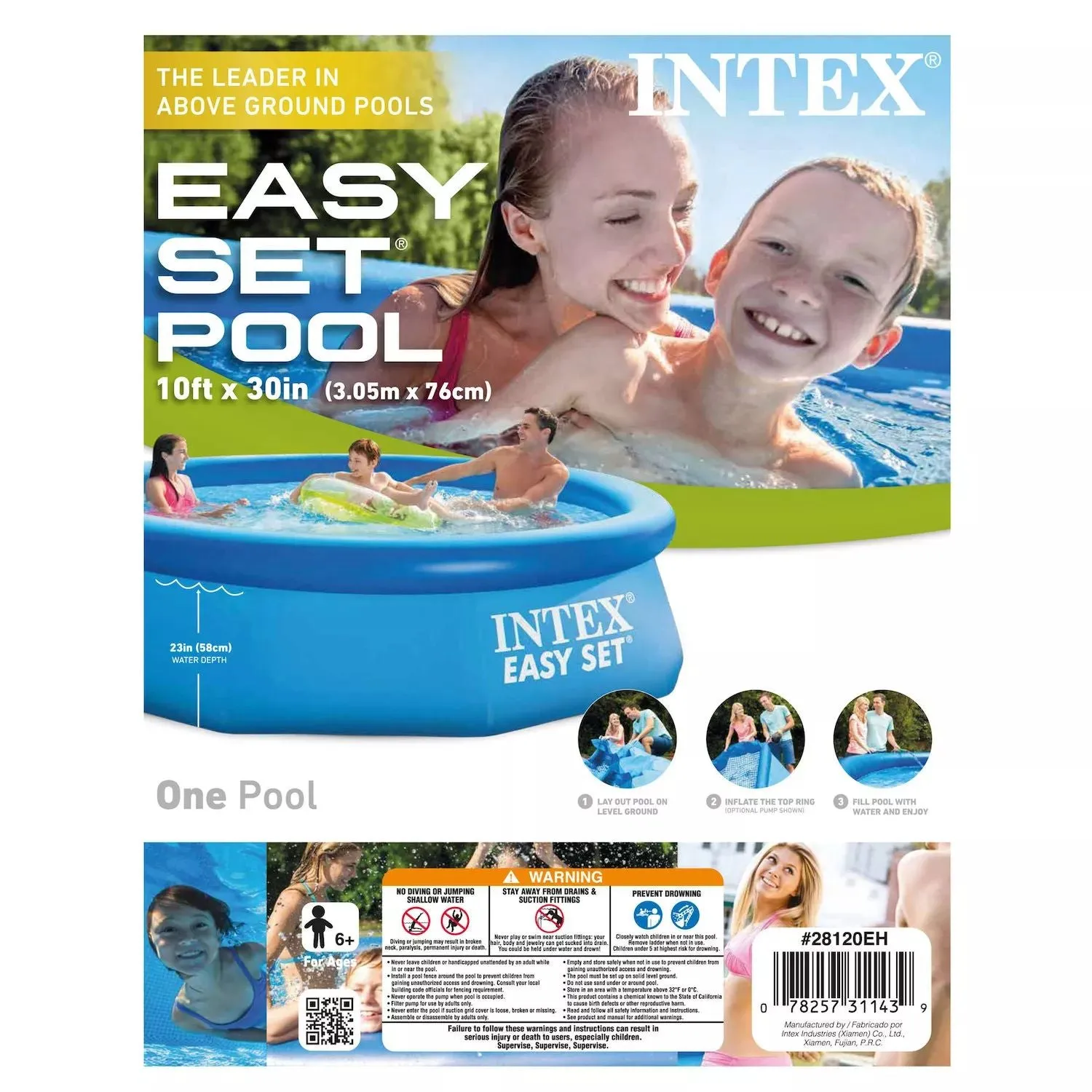 Intex Easy Set Inflatable Round Pool 10ft x 30in Above Ground Intex