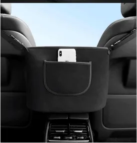 JEYODA Car Handbag Holder Between Seats Suede Large Capacity Car Purse Holder Automotive Consoles & Organizers for Document Phone Storage (Black)
