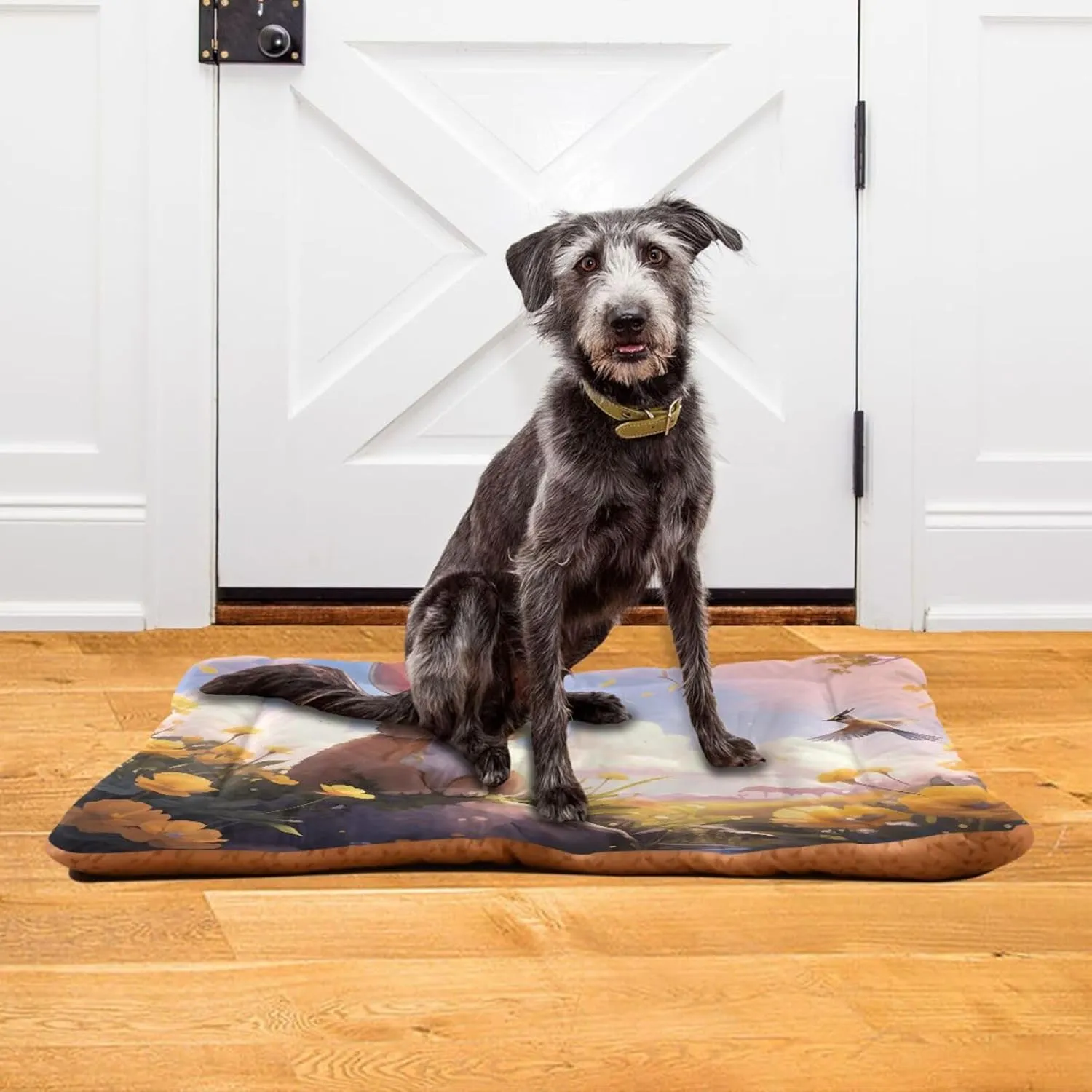 Joko Ivery Bird Buttercups Field Pastel Dog Cat Bed for Crate Soft Crate Pad Anti Slip Sleeping Mats Machine Washable Crate Mat for Cats Puppy Dogs Indoor Pet Supplies 2418 in