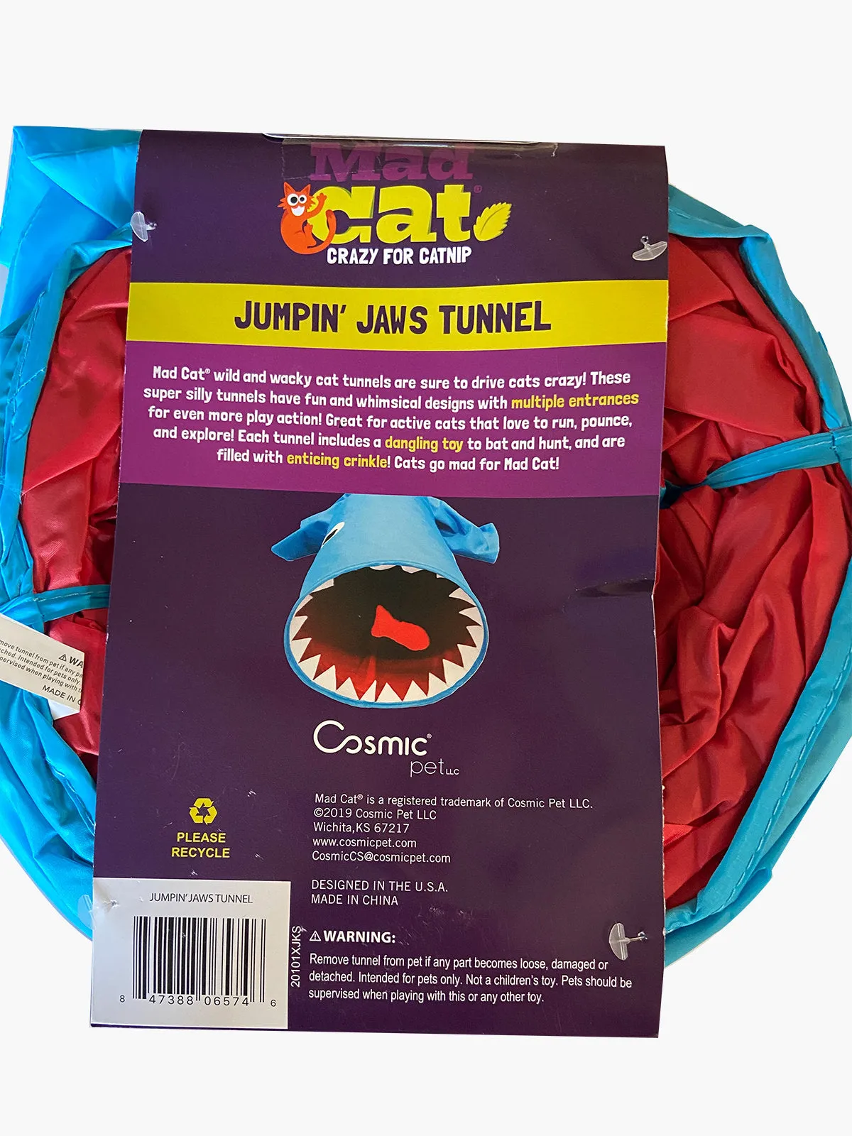 Jumpin Jaws Shark 38" Cat Tunnel (or small dog) by Mad Cat