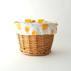 Kids Wicker Bike & Scooter Basket | With Cute Sunshine Liner