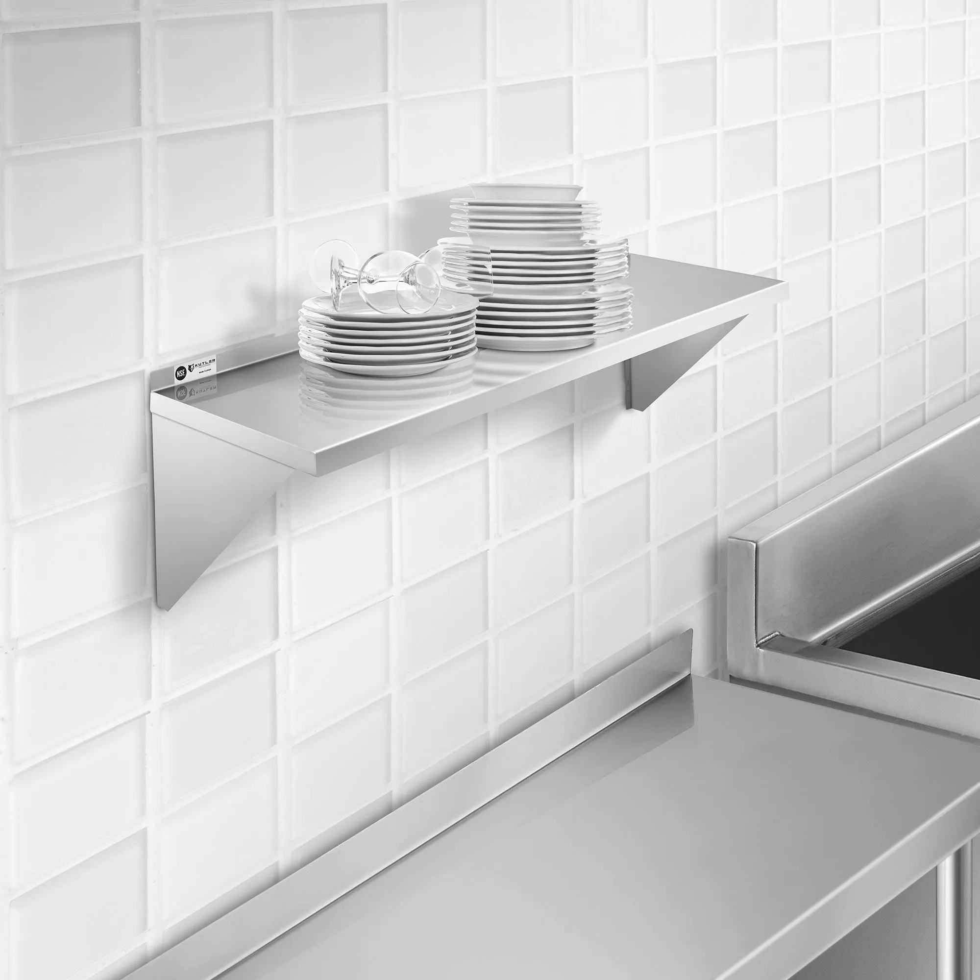 KUTLER Stainless Steel Shelf , NSF Commercial Kitchen Wall Shelving