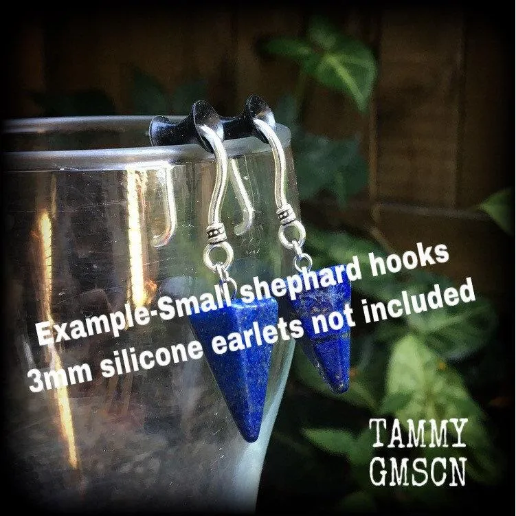 Lapis Lazuli earrings Gemstone earrings Egyptian earrings Pendulum earrings Ouija earrings Hanging gauges Plug earrings Tunnel earrings 3mm