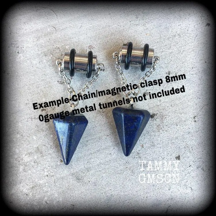 Lapis Lazuli earrings Gemstone earrings Egyptian earrings Pendulum earrings Ouija earrings Hanging gauges Plug earrings Tunnel earrings 3mm