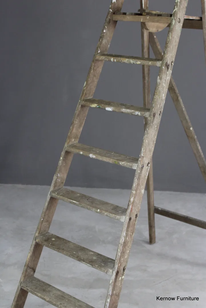Large Vintage Wooden Step Ladders