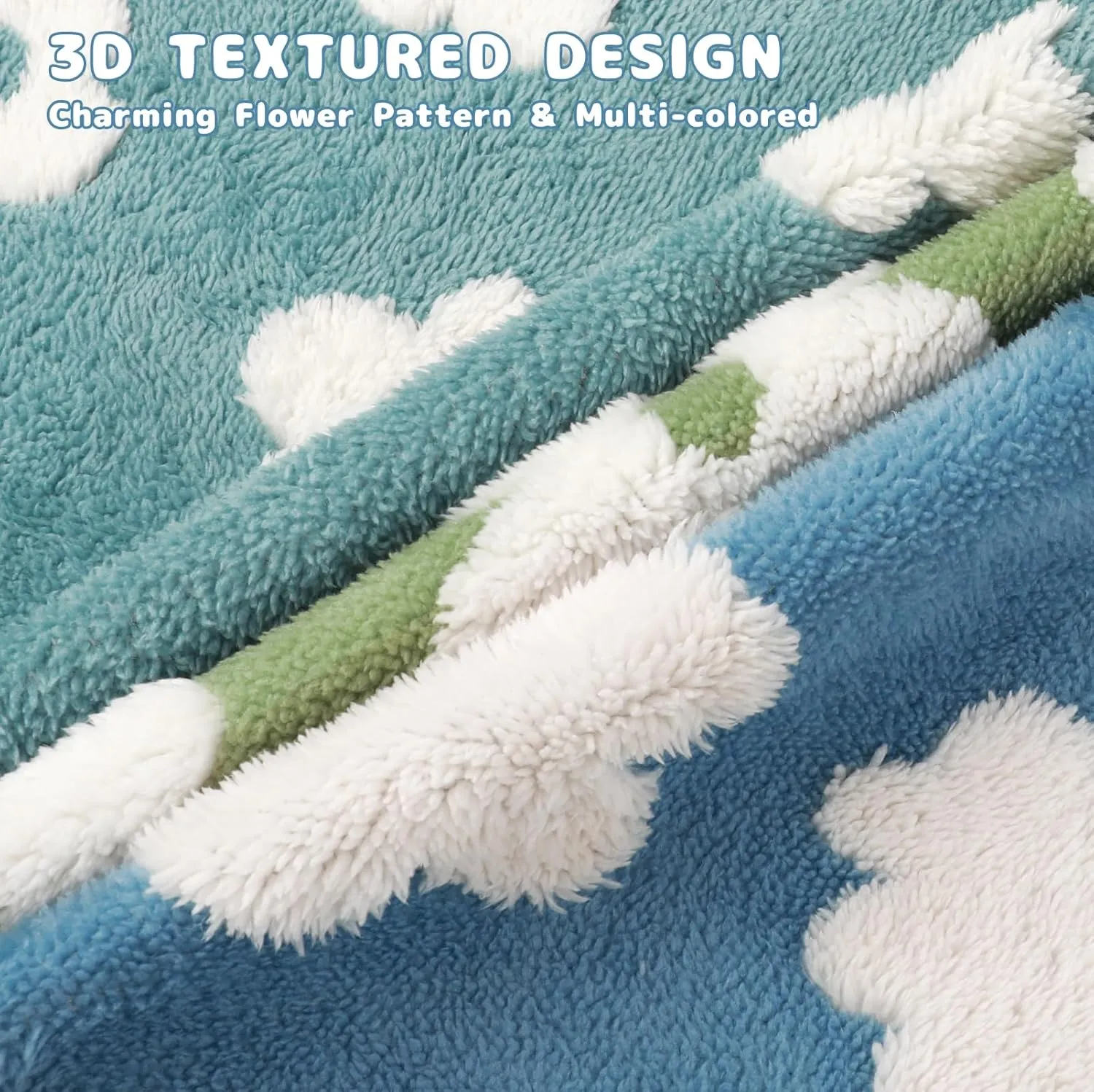 Luciphia Waterproof Pet Blanket for Medium Large Dogs Washable Fluffy Thick Jacquard Shag Fleece Warm Sherpa 3D Textured Flower Print for Cats Puppy Couch Protection (Blue Cloud,40x28 inches)