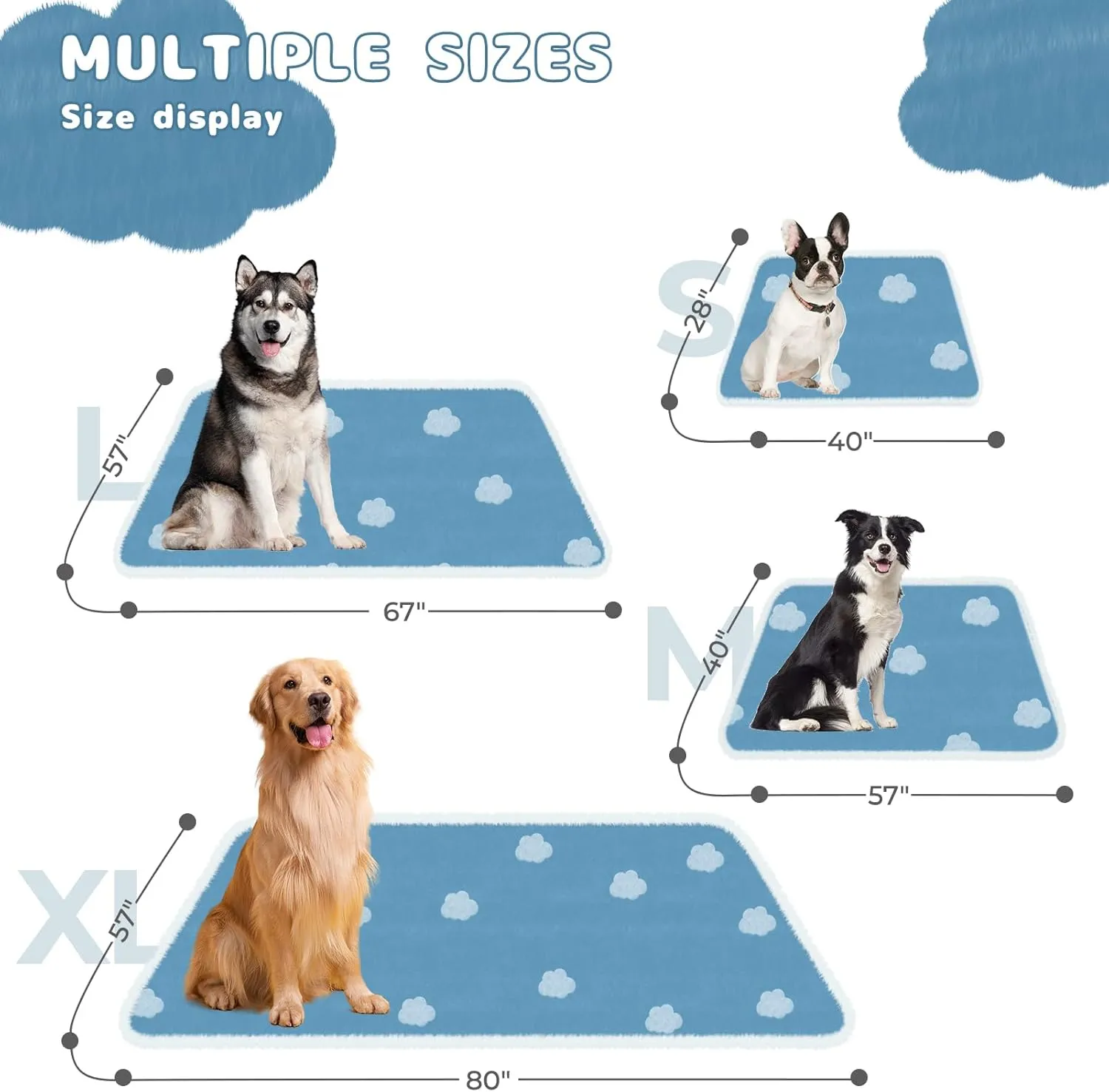 Luciphia Waterproof Pet Blanket for Medium Large Dogs Washable Fluffy Thick Jacquard Shag Fleece Warm Sherpa 3D Textured Flower Print for Cats Puppy Couch Protection (Blue Cloud,40x28 inches)