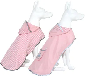 MAMORE Dog Raincoat Reversible,Waterproof Dog Rain Coat Hooded Slicker Poncho with Reflective Strip, Plaid Double Layer Rain Jacket for Small Medium Large Dogs (Pink, X-Small)