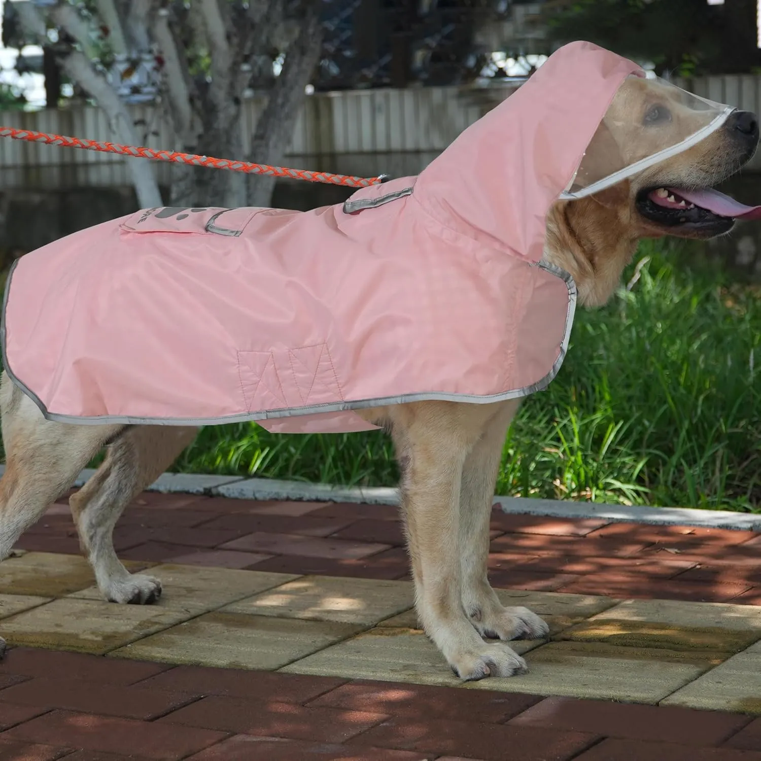 MAMORE Dog Raincoat Reversible,Waterproof Dog Rain Coat Hooded Slicker Poncho with Reflective Strip, Plaid Double Layer Rain Jacket for Small Medium Large Dogs (Pink, X-Small)