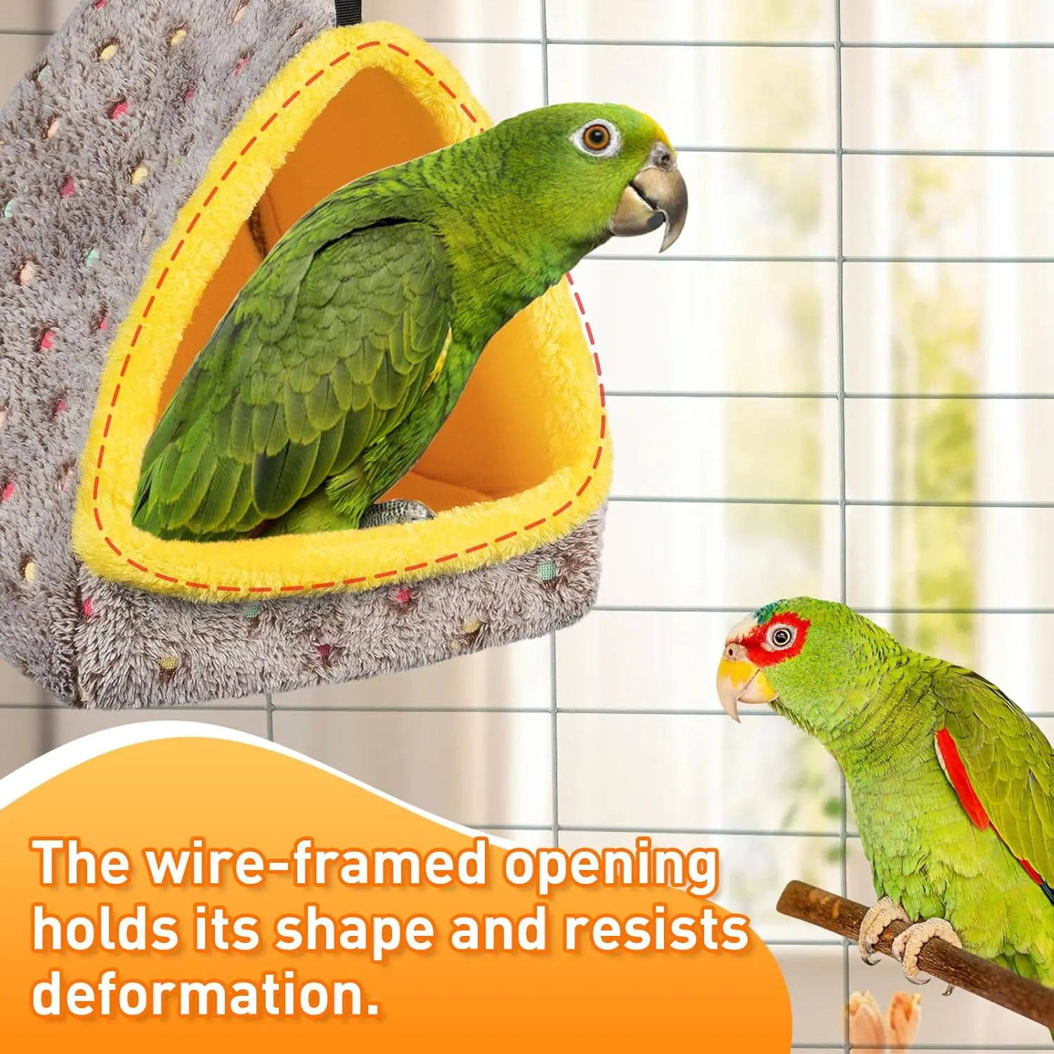 MEWTOGO Large Warm Bird Nest House - Cozy Bird Bed for Cage with Mat, Hanging Hammock Shed Hideaway Hut for Macaw African Grey Amazon Parrots