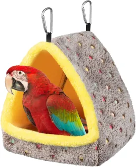 MEWTOGO Large Warm Bird Nest House - Cozy Bird Bed for Cage with Mat, Hanging Hammock Shed Hideaway Hut for Macaw African Grey Amazon Parrots