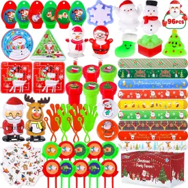 MGparty 96Pcs Christmas Party Favors for Kids - Stocking Stuffers, Pinata Stuffers, Classroom Rewards, Carnival Prizes, Treasure Box Toys, Christmas Goodie Bag Fillers, Christmas Party Supplies
