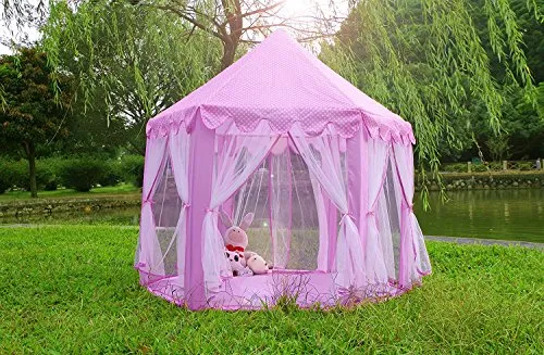 Monobeach Princess Tent Girls Large Playhouse Kids Castle Play Tent with Star Lights Toy for Children Indoor and Outdoor Games, 55'' x 53'' (DxH)