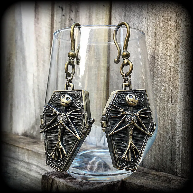 Nightmare Before Christmas earrings-Coffin ear hangers