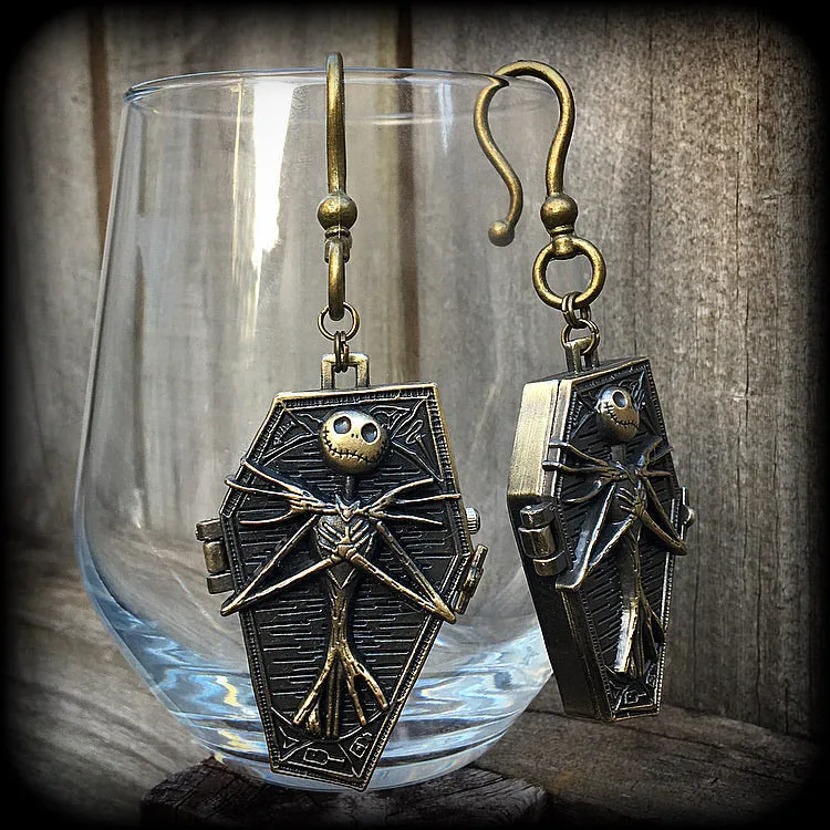Nightmare Before Christmas earrings-Coffin ear hangers