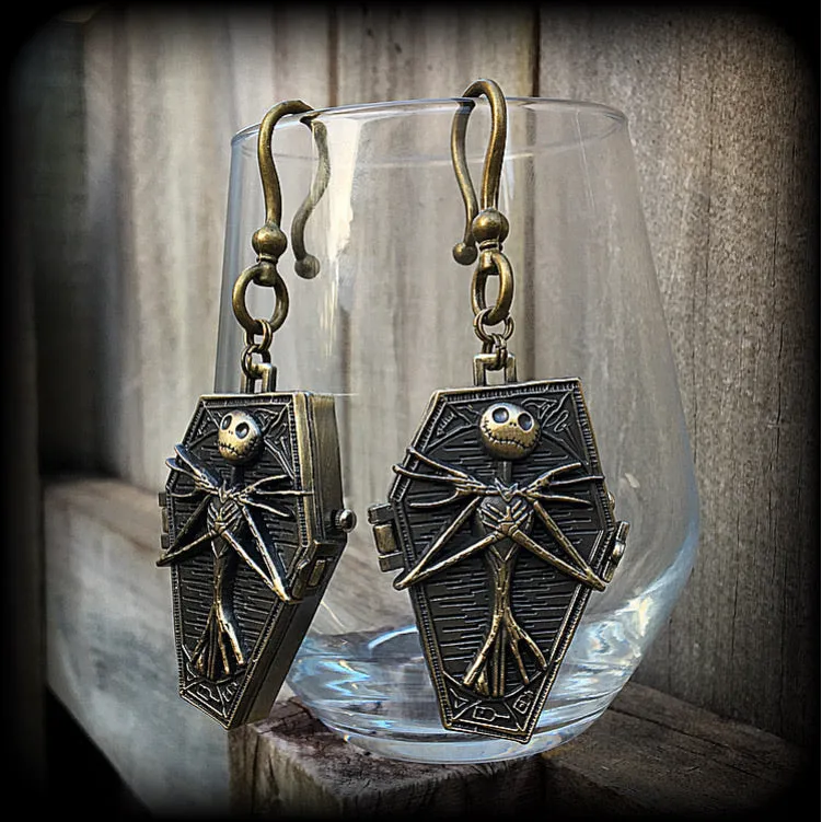 Nightmare Before Christmas earrings-Coffin ear hangers