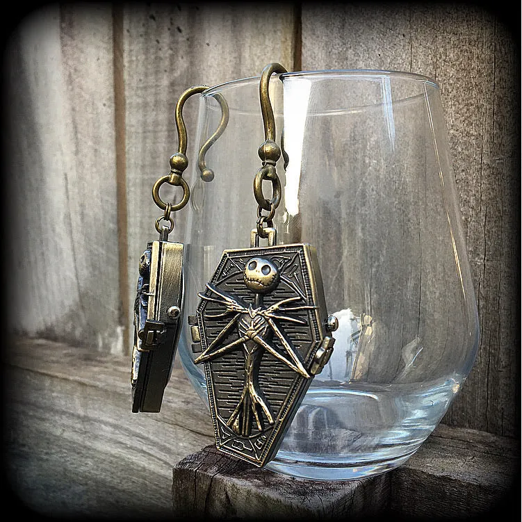 Nightmare Before Christmas earrings-Coffin ear hangers