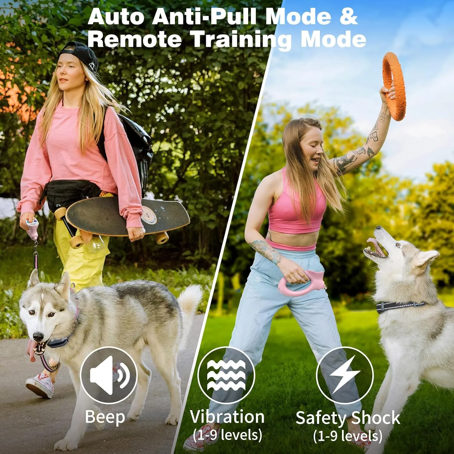 PaiPaitek No-Pull Dog Training Collar with Remote - Automatic Anti-Pull Sensor with 3 Training Modes (Beep/Vibration/Shock) for Effective Leash Training and Behavior Correction