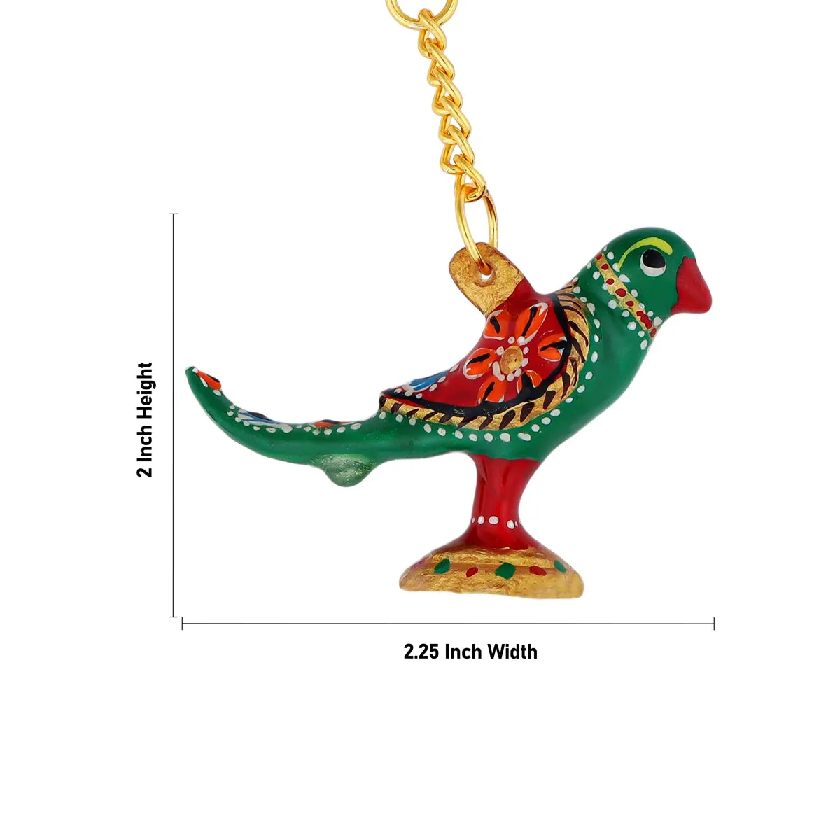 Parrot Design Key Chain - 2 x 2.25 Inches | Metal Key Ring/ Painted Key Holder for Car And Bike
