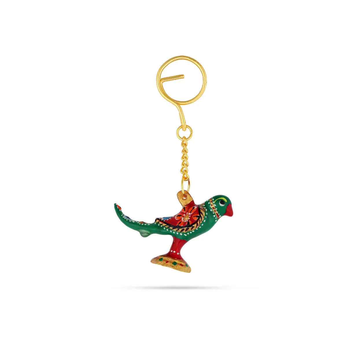 Parrot Design Key Chain - 2 x 2.25 Inches | Metal Key Ring/ Painted Key Holder for Car And Bike