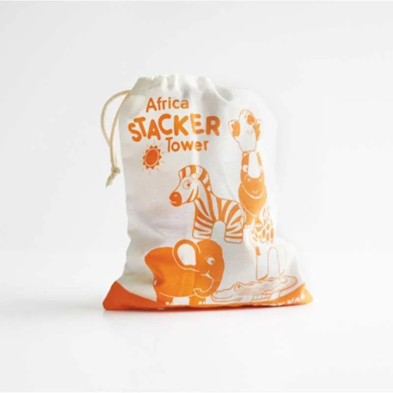 Petilou Africa Stacking Animals & Bag
