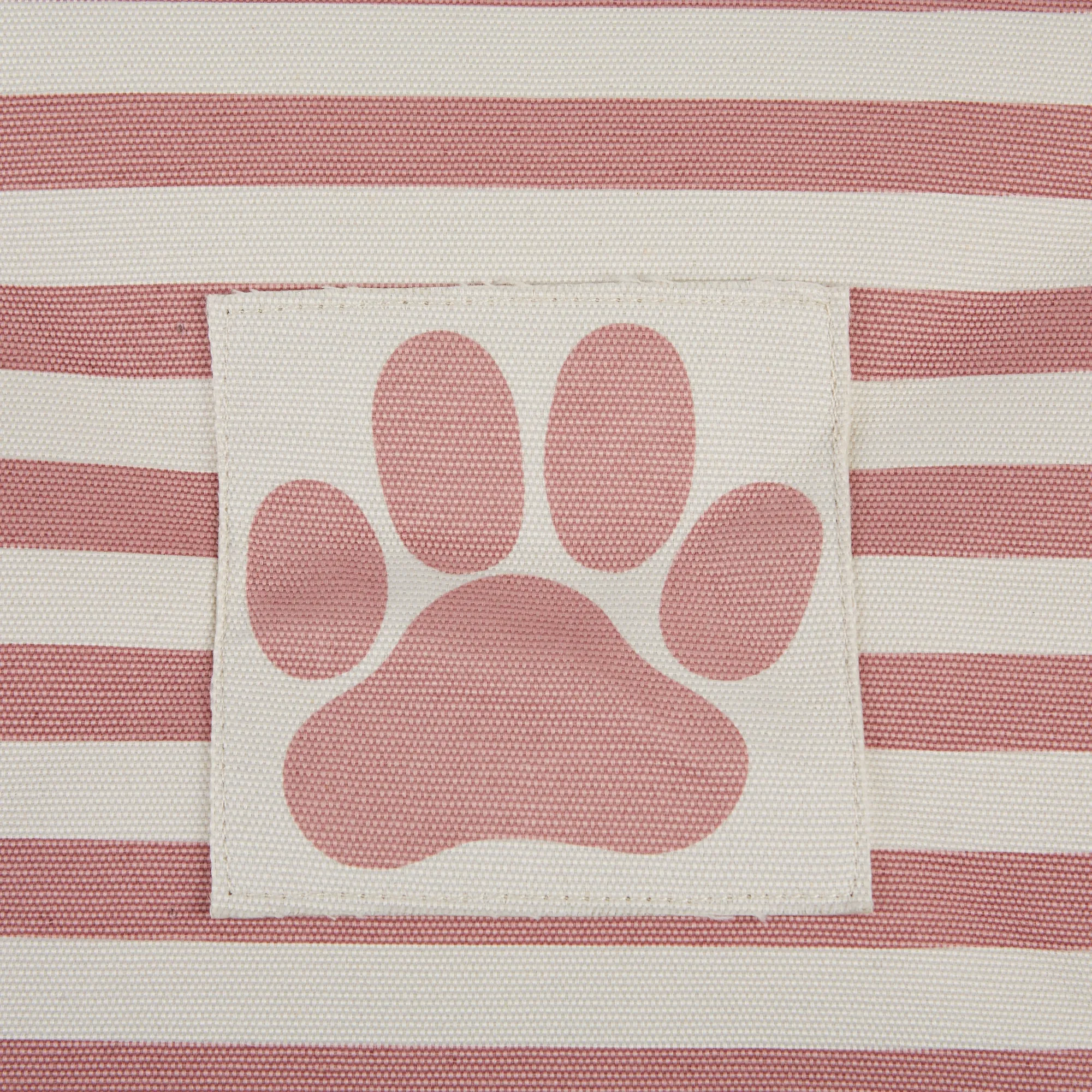 Polyester Pet Bin Stripe With Paw Patch Rose Round Large 15X18X18