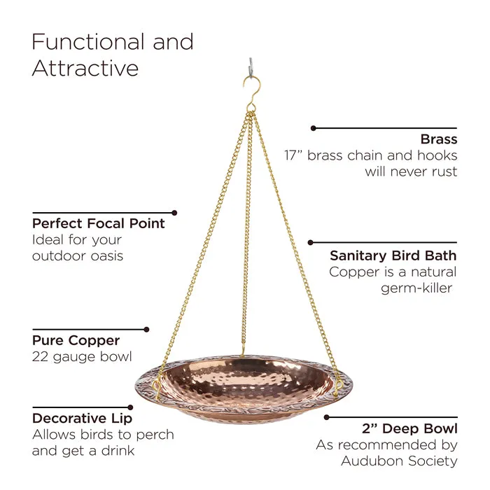 Pure Copper Hanging Bird Bath