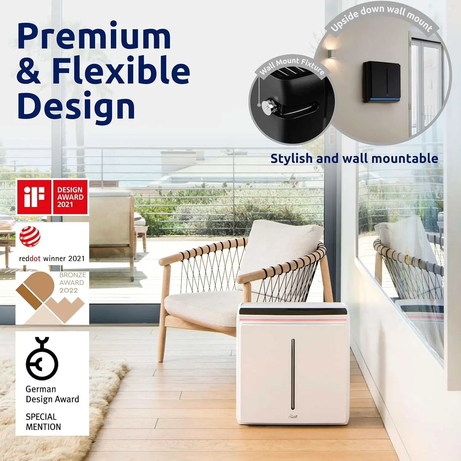 Rabbit Air, A3 SPA-1000N Air Purifiers for Home, Ultra Quiet HEPA Air Purifier - Wall Mountable Air Purifiers for Home Large Room, Allergies, Dust, Mold, Smoke & VOCs - (Black, Pet Allergy Filter)