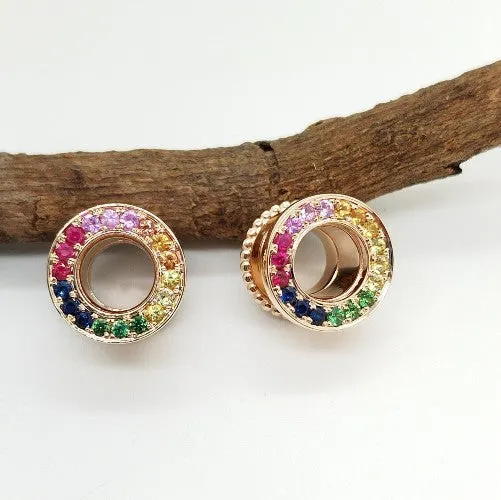 Rainbow Ear Tunnels Solid Gold 14K