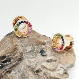 Rainbow Ear Tunnels Solid Gold 14K