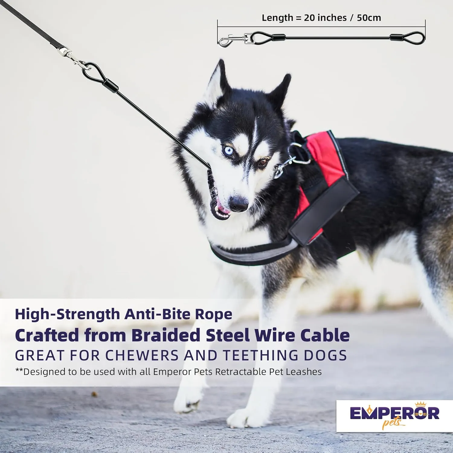 Retractable Dog Leash Add-On Accessory - Anti-Bite Rope - for Extra Protection Against Biting from Your pups - 1 pc