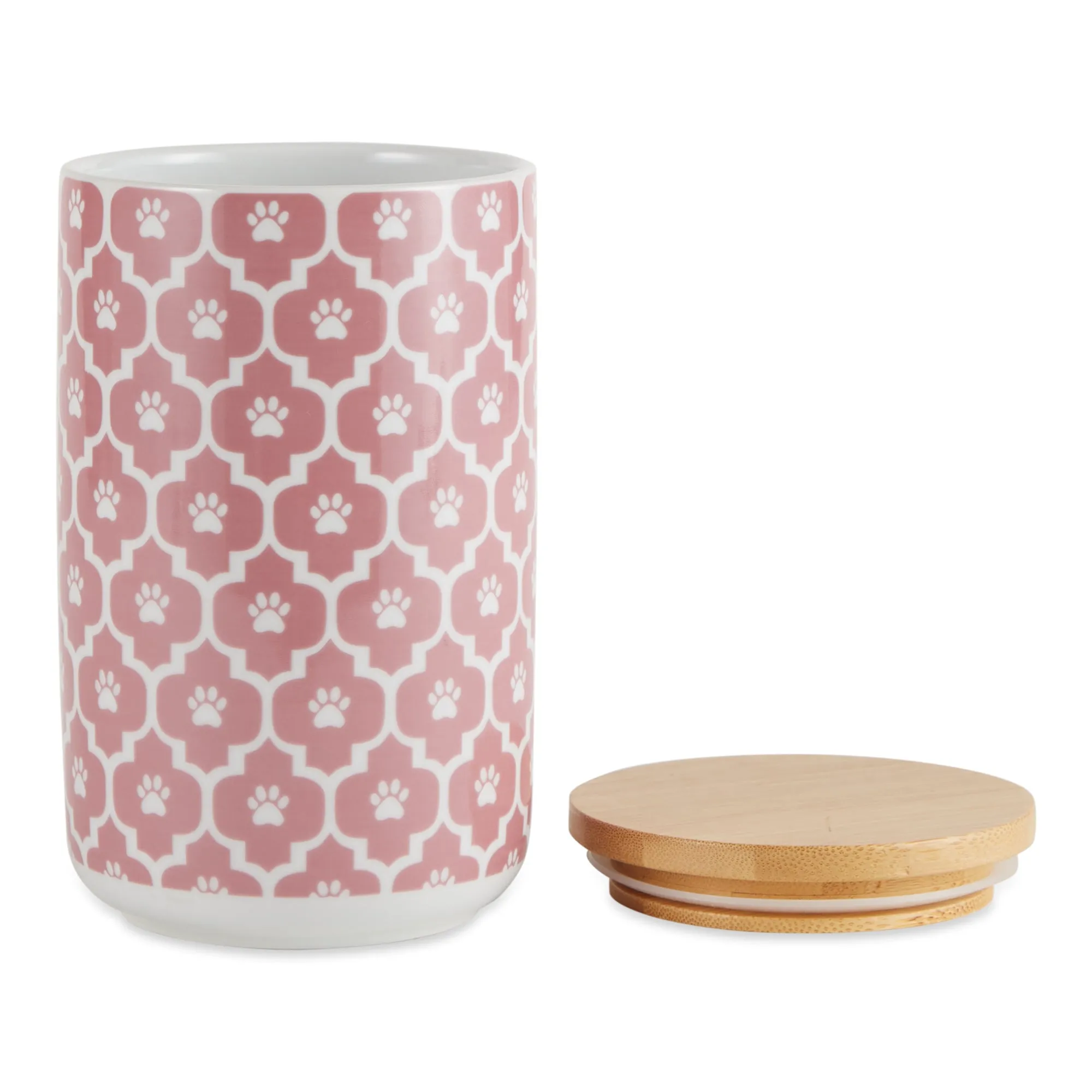 Rose Lattice Paw Print Pet Treat Canister - 4.5 Cup Capacity