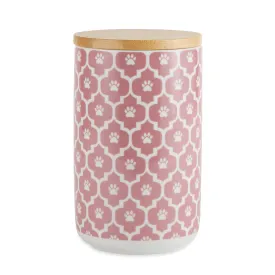 Rose Lattice Paw Print Pet Treat Canister - 4.5 Cup Capacity
