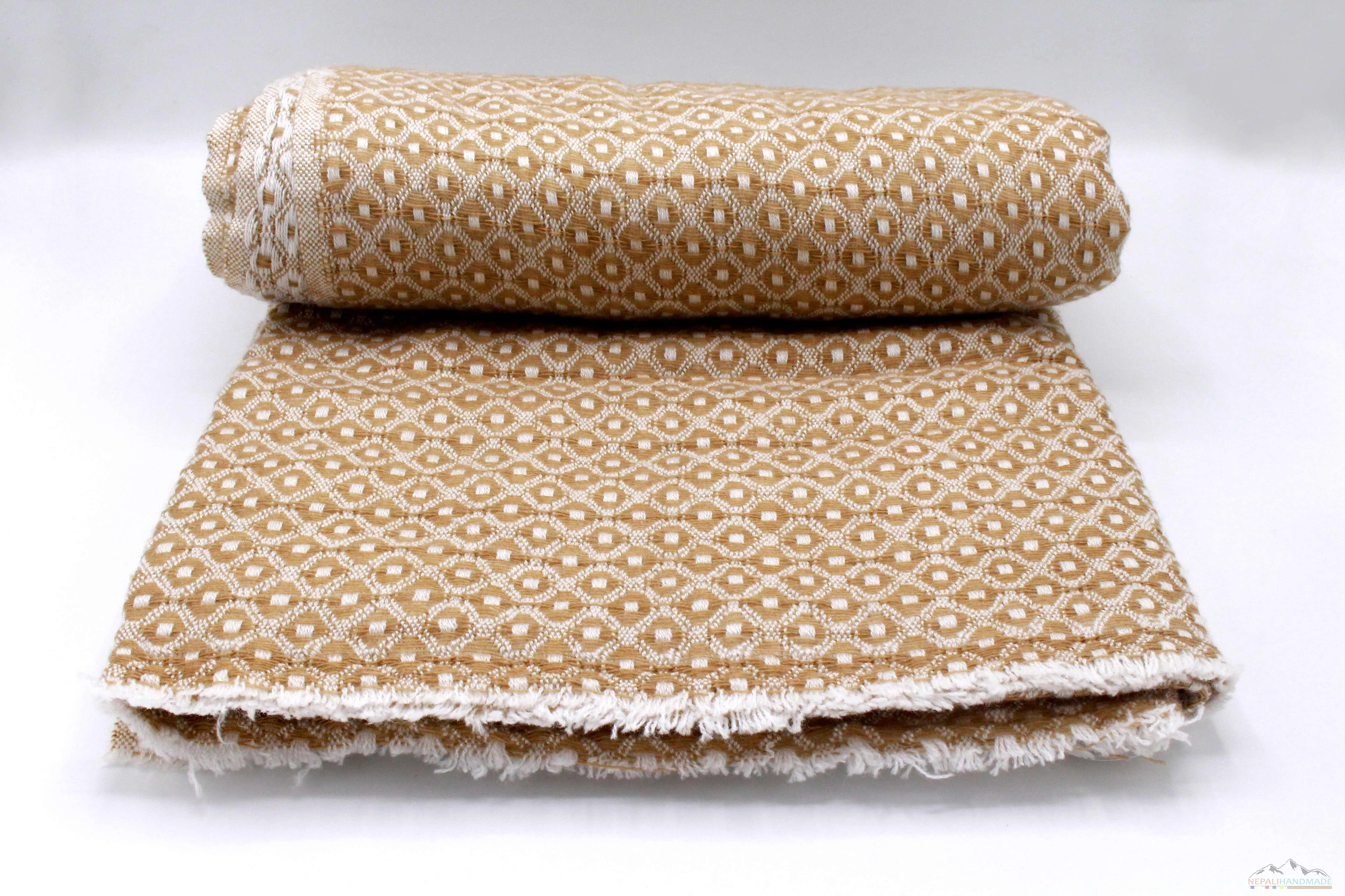 Sandy Brown Diamond Pattern Cashmere Blanket