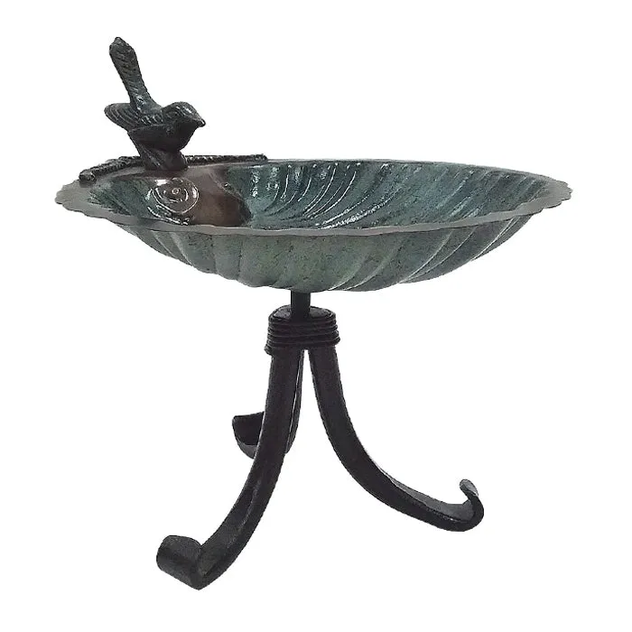 Scallop Shell Bird Bath with Tripod Stand